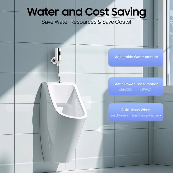 Urinal Flush Valve Sensor, Materiale: Alt kobber, Dimensioner: 5 cm x 5 cm x 33,5 cm, Kompatibilitet: Urinal, Registreringsområde: 55 cm - 65 cm