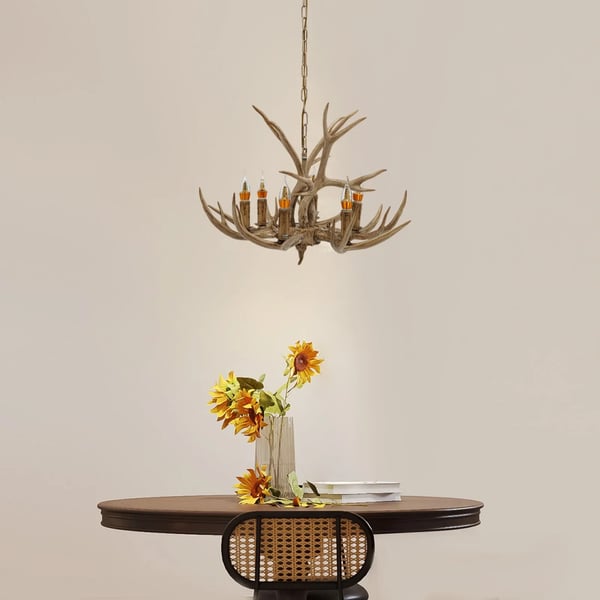 Kronleuchter, Harpiks og Metal, Justerbar Højde 90,5 cm, E14 Sokkeltype, AC Strømkilde 220V, Belyst Område 10-25 m²