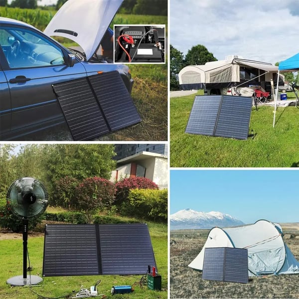 Solpanel, 100W Bärbar, Fällbar Design,100W