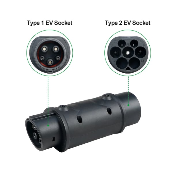EV-adapteri, IP55-luokitus, kevyt muotoilu, laaja lämpötila-alue, Tyyppi 2 - Tyyppi 1, Tyyppi 2 - Tyyppi 1