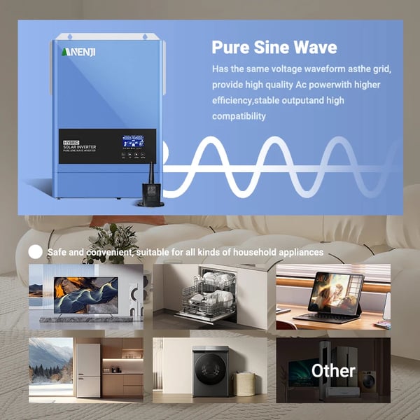 Solomformer, Ren Sinusbølge, WiFi Overvågning,ANJ-6200W-48V-WIFI, 48V, 220-240V