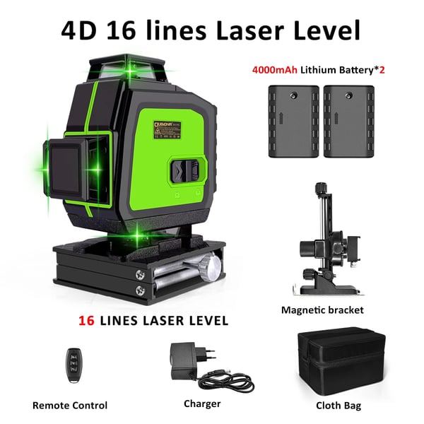 Laser Niveau, 16 Linjer, 2 Arbejdsformer, IP54 Vandtæt,ME16C2