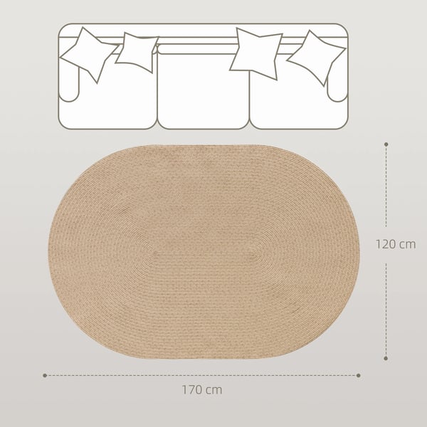 Tæppe, Håndvævet, Maskinvaskbart,Mørk Khaki, 1200mm x 1700mm