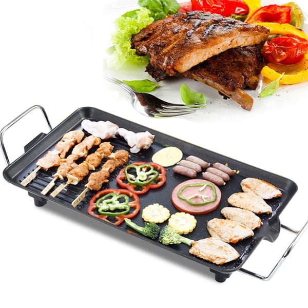 Elektrisk BBQ Grill, 220V, 40 cm x 24 cm, Bordbrug, Non-Stick Kogesurface, 1.8 kg Vægt