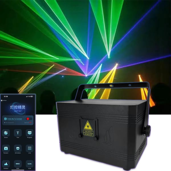 Laserprojektori, täysivärinen, Bluetooth-ohjaus,musta, EU-pistoke
