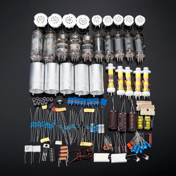 FM tuner kit, vakuumrørsteknologi, 180mA strøm, 0-6.3V filament, kompakt design, DIY samling