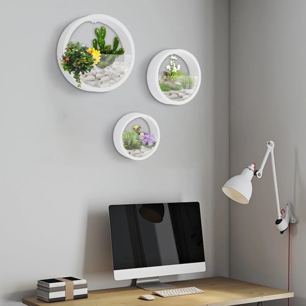 Väggplanterare, Dekorativ Design, Set om Tre,VIT