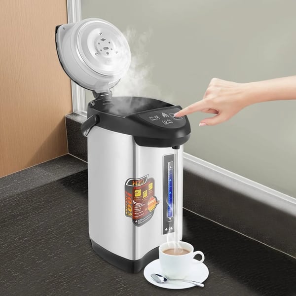 Vandbeholder, 4 liter, 750W effekt, 220 V spænding, 50-60 Hz frekvens, rustfrit stål materiale