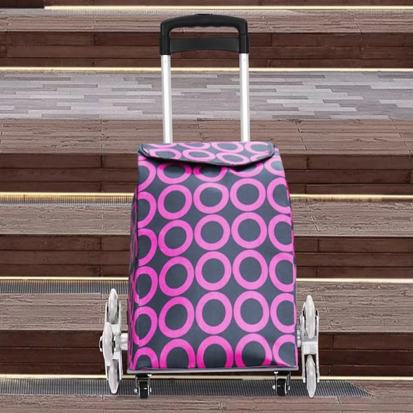 Trappeklatrende vogn, 70 kg belastningsevne, justerbar højde, kompakt foldbart design,sort