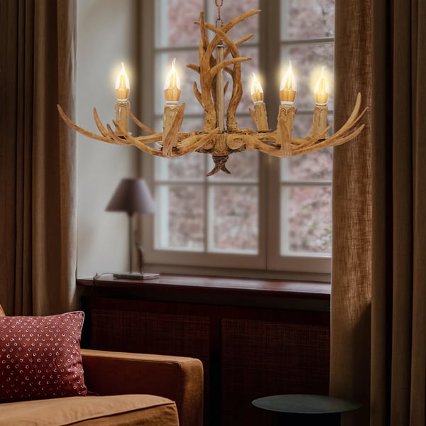 Gevirlysekrone, Retro Stil, Pære Kapacitet, Justerbar Højde,Brun, 6