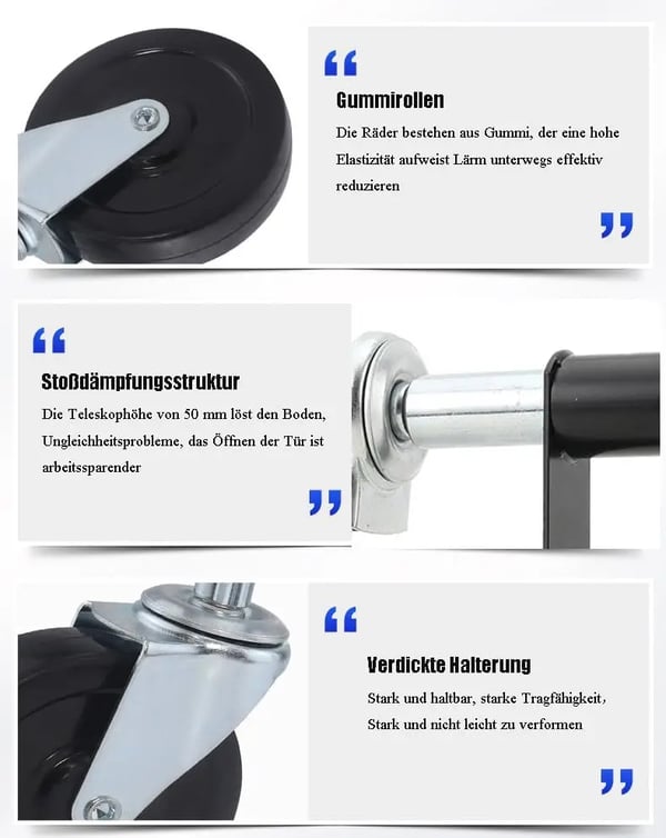Porthjul, 125 mm Diameter, 160 kg Belastning, 360° Drejbar, Fjedermekanisme, Gummi & Stål Materiale