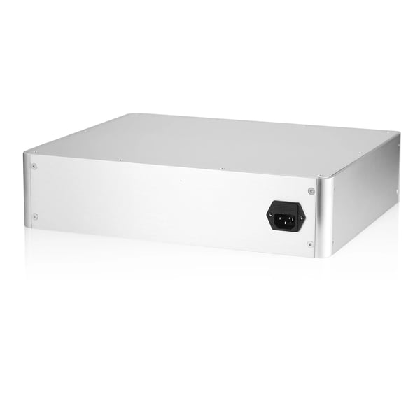 Forstærkerchassis, aluminiumlegering, 380x320x90 mm, vægt 3,8 kg, effektiv varmeafledning, tilpasseligt design
