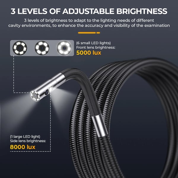 Endoskop, Dobbeltkamera System, Fleksibelt Design,AN302, 5.25ft, 6.5mm