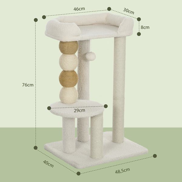 Kissapuu, Monitasoinen Suunnittelu, Interaktiiviset Elementit,48.5X40X76 cm, Beige
