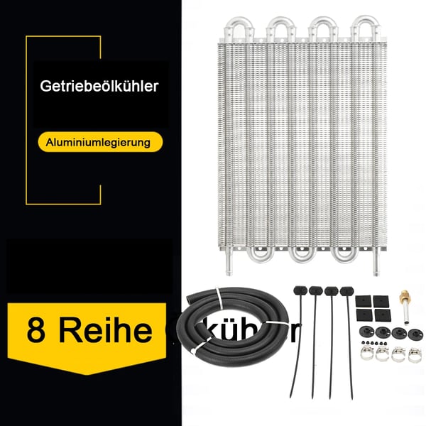Transmission Oil Cooler, Aluminiumlegering, Størrelse 254 x 300 x 20 mm, Silikoneslange 8,5 x 1500 mm, Universel Kompatibilitet, Fuld Installationssæt