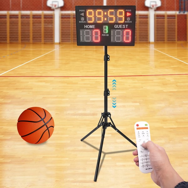 Racetimer Scoreboard, Justerbart Stativ, LED-display,Svart