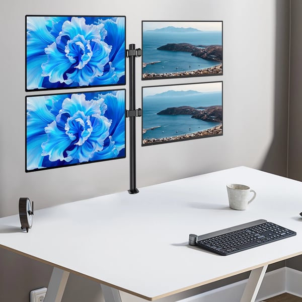 Displayholder, Højdejusterbar, 4-Skærm Kompatibilitet,Sort