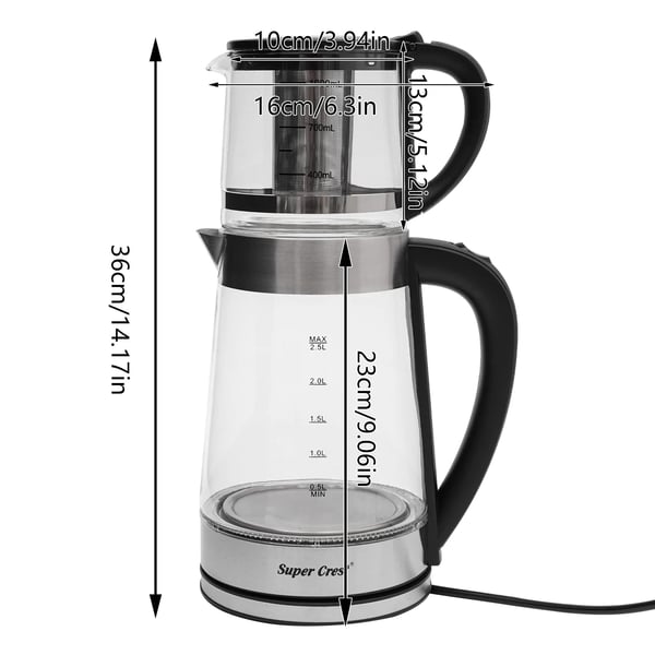 Elektrisk Glaskedel, Hurtig Kogning 1800W,2.5L