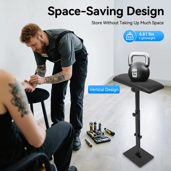 Tattoo Armstøtte, Justerbar Højde, Ergonomisk Design,sort