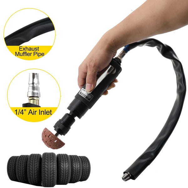 Pneumatisk dæk reparationsværktøj, 2500 RPM hastighed, wolframstål slibehoved, 90 PSI lufttryk, letvægtsdesign på 1,3 kg