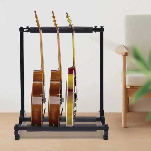 Gitarrställ, hållbart järnkonstruerat, rymmer 3 gitarrer,svart