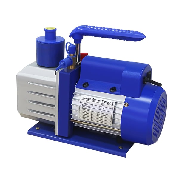 Vakuumpumpe, 3CFM kapacitet, 115V AC strømforsyning, 8.3 x 3.5 x 6.1 tommer dimensioner, aluminiumlegering konstruktion, egnet til køling