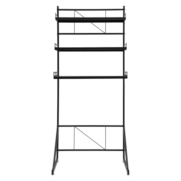 Opbevaringsreol, Tre-niveau Design, Justerbare Hylder,sort