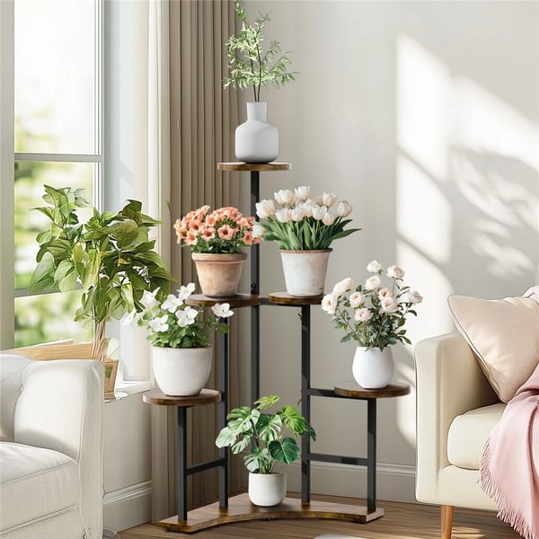 Växtställ, 4-nivådesign, rustik stil,Brun