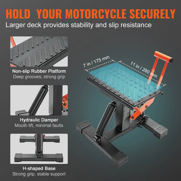 Motorcykellyft, Hydraulisk drift, Justerbar höjd,440 lbs