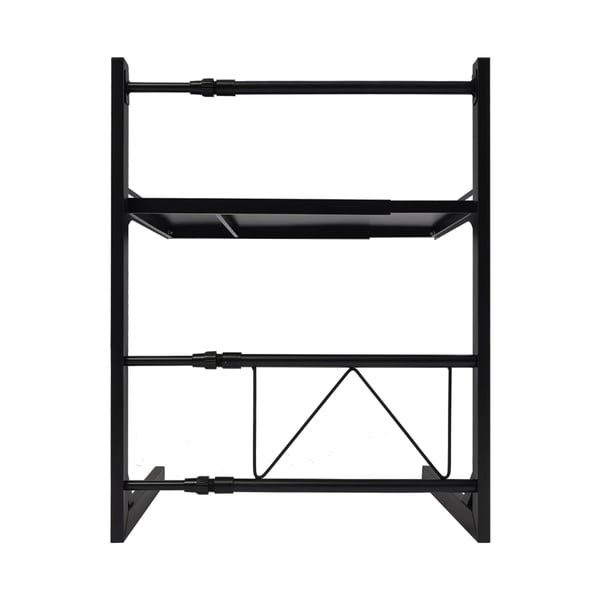 Mikroovnshylde, Udvidelig Design, Højdejusterbar,2-lags, Sort