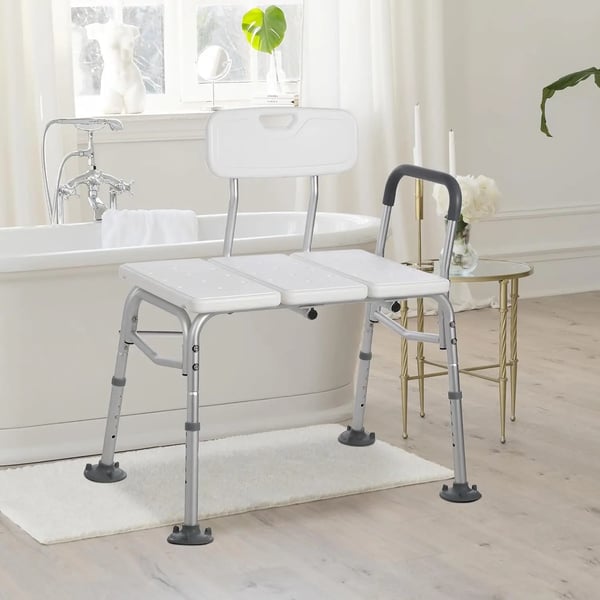 Badekar Transfer Bænk, Justerbar Højde 46,5-58 CM, Vægtkapacitet 136 kg, Aluminium 6063 T5, Samlet Størrelse 78-80*55-60*81,5*93 CM
