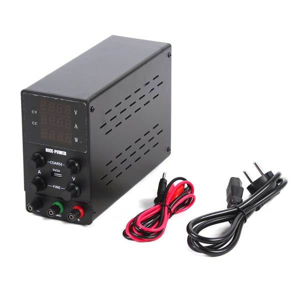 Reguleret Strømforsyning, 0-30 V Udgange, 0-10 A Strøm, USB Opladningsinterface,EU