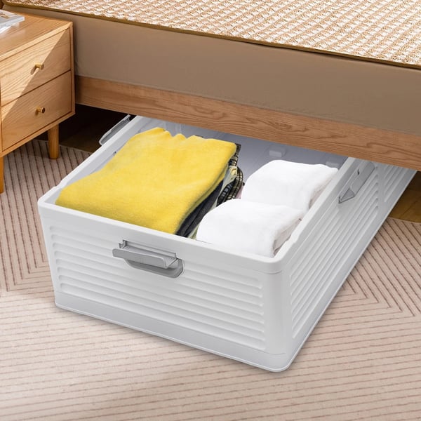 Under Bed Opbevaringsboks, Sammenklappeligt Design, Holdbar Plastik, grå