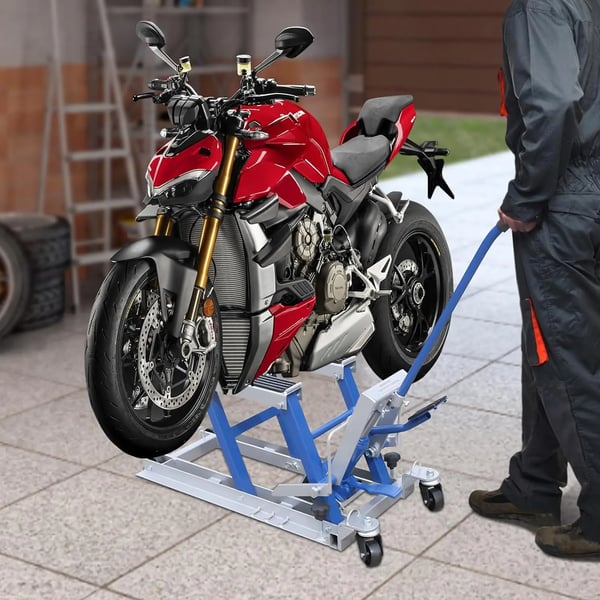 Motorcykellift, hydraulisk mekanisme, justerbar højde,Blå