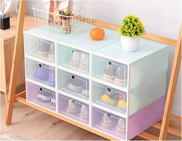 Skoförvaringslåda, Stapelbar Design, Hållbara Material,LILA
