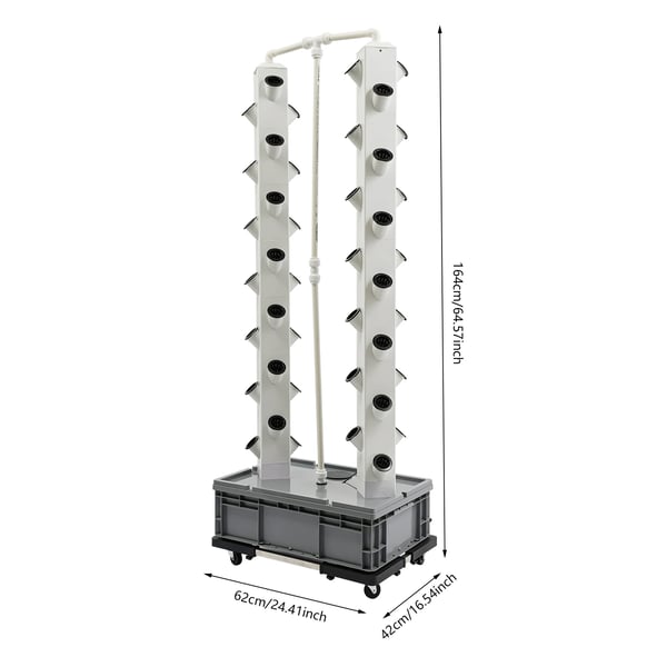 Hydroponisk Væksttårn, 56 Huller, 220V, Dimensioner 62*42*164 cm, Ledningsbaseret Strømkilde, 4 Hjul
