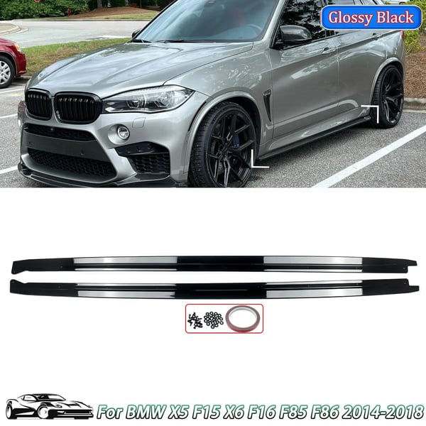 Side Skirt Extension, M Performance Style, Holdbar ABS Konstruktion,glansende sort