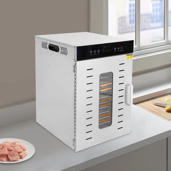 Madtørrer, Effekt 1350W, Temperaturinterval 30-90°C, Tidsinterval 0,5-24 timer, Produktstørrelse 40*46*60 cm, Bakke størrelse 28,5*38,5 cm