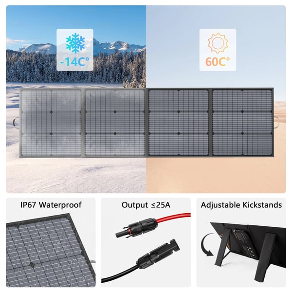 Solpanel, 220W Effekt, Vikbar Design, 220W Solpanel