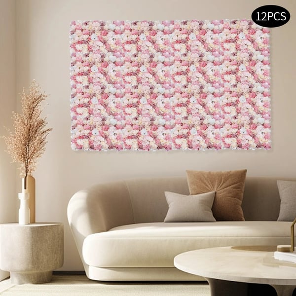 Blomster Vægpanel, Realistisk Kunstig Blomster, Alsidig Indendørs og Udendørs Brug,Pink