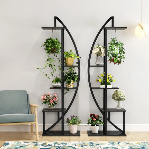 Växtställ, 5-nivådesign, mångsidig användning,svart