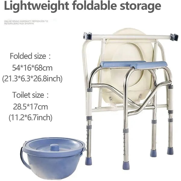 Toalettsits, Fällbar Design, Justerbar Höjd,VIT