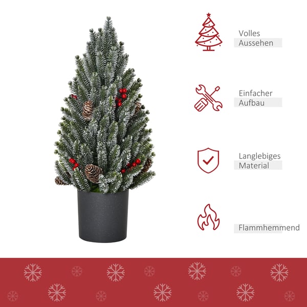 Kunstig juletræ, snefyldt design, 170 grene, grøn, 0,5 m
