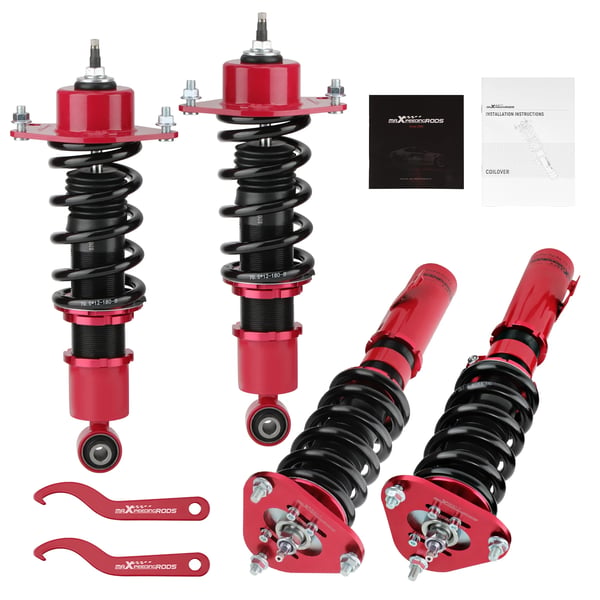 Affjedringstuning Coilovers, Justerbar Højde 25-75mm, 24 Niveauer Afbøjningsdæmpning, CNC-bearbejdet Aluminium
