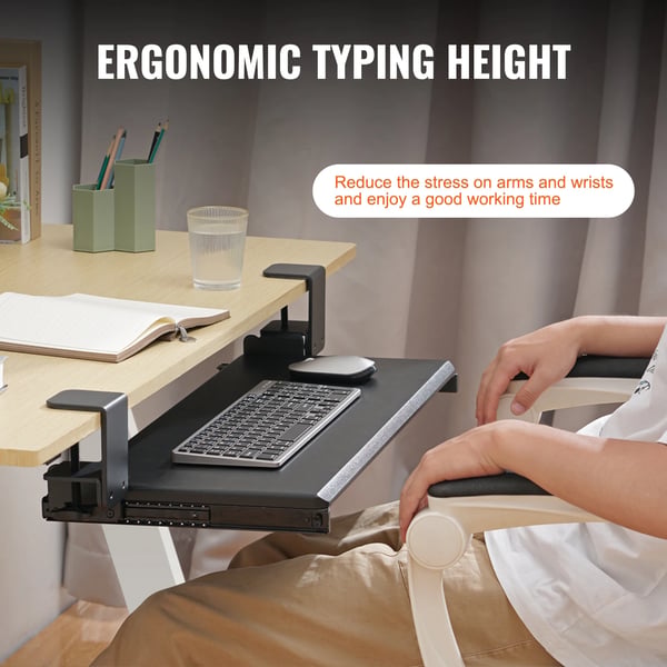 Tastaturbakke, Ergonomisk Design, Pladsbesparende Løsning,Sort
