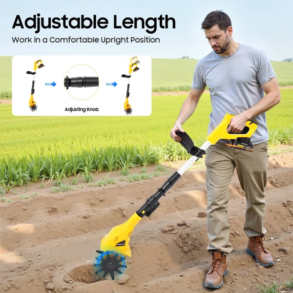 Langaton kyntölaite, käsikäyttöinen sähköinen kyntäjä, 25 cm leikkaussyvyys,Keltainen