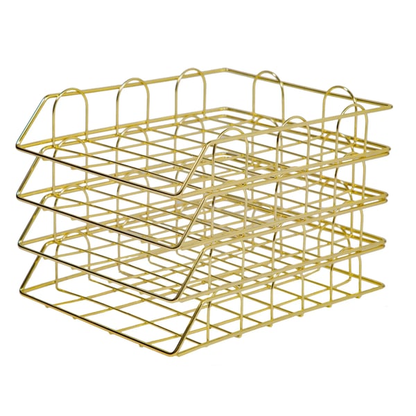 Dokumentbakke, Metal Konstruktion, Stabelbar Design,Guld