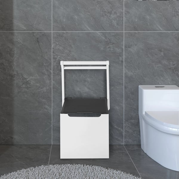 Foldbar brusebænk, aluminiumlegering, 150 kg vægtkapacitet, 42 x 47 x 10 cm, ergonomisk design, pladsbesparende foldbar