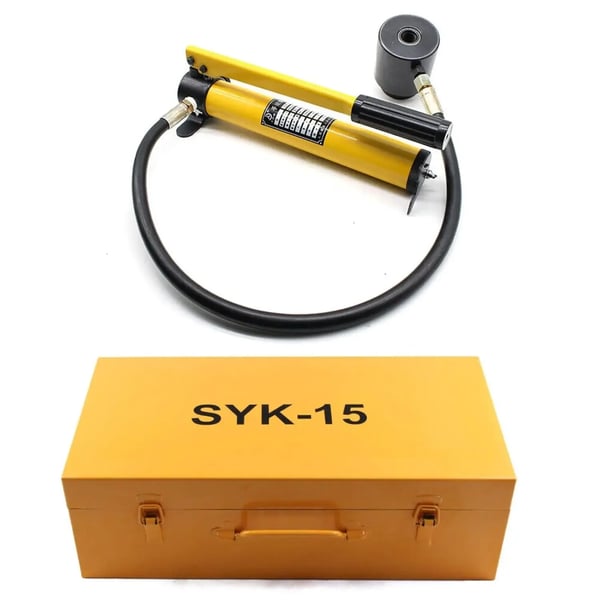 Hydraulisk Stansningsværktøj, 15 Tons Kapacitet, 10 Stempler Inkluderet,Gul