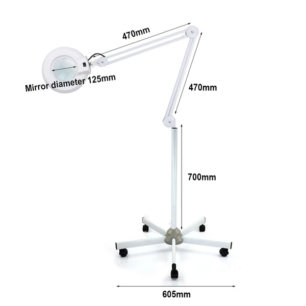 Forstørrelseslampe, 5X Forstørrelse, 22W Effekt, Linse Diameter 235mm, Lys Grøn Glaslinse, AC 240V/50Hz